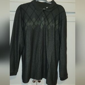 Long sleeve polo shirt with argyle print